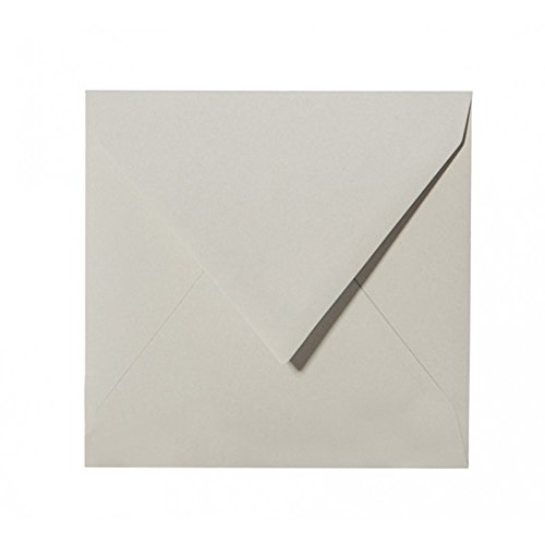 25 quadratische Briefumschläge 140 x 140 mm, 14x14 cm, 120 g/m² mit Dreieckslasche Farbe: 04 Grau von Paper24