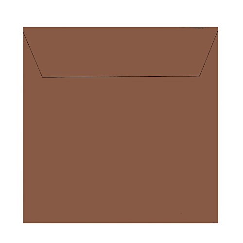Paper24 25 quadratische Briefumschläge 155x155 mm, haftklebend, 120 g/qm, für Hochzeitskarten im Format 148x148 mm in der Farbe Schoko von Paper24