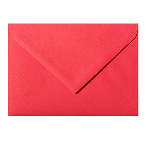 300 Briefumschläge DIN C6 114x162 mm, Umschlag ohne Fenster C6, nassklebend, Briefumschlag C6 für Einladungen, Grußkarten A6, für Hochzeit, Geburtstag in Rot von Paper24