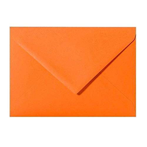 50 Briefumschläge DIN C6 114x162 mm, Umschlag ohne Fenster C6, nassklebend, Briefumschlag C6 für Einladungen, Grußkarten A6, für Hochzeit, Geburtstag in Orange von Paper24