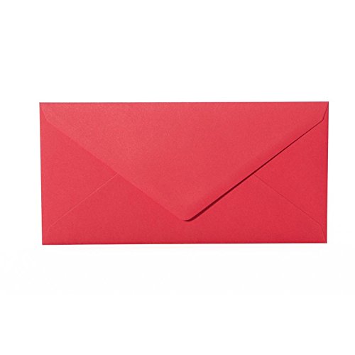 50 Briefumschläge Din Lang 110x220 mm mit Spitzlasche, 120g, Farbe: 10 Rot von Paper24