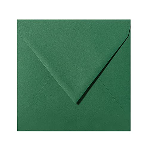 50 Quadratische Briefumschläge Tannen Grün 13 125 x 125 mm 12,5 x 12,5 cm, mit Dreieckslasche von Paper24