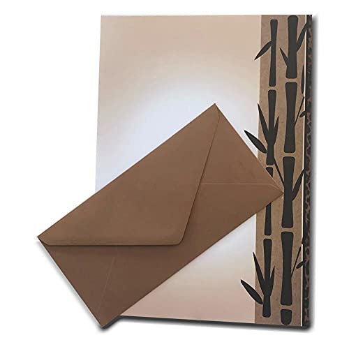 Briefpapier mit Umschlag, als Set, DIN A4 Papier und DIN lang Briefumschläge, ideal für Weihnachten, Geburtstag (Bambus+DL34, 10er Set) von Paper24
