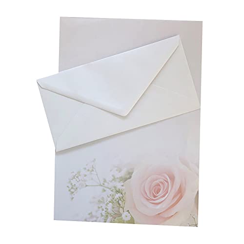 Briefpapier mit Umschlag als Set, DIN A4 Naturpapier DIN lang Briefumschläge, ideal für Weihnachten, Geburtstag (Rose+DL00, 25er Set) von Paper24