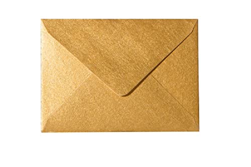 Briefumschläge DIN B6 125 x 176 mm spitze Lasche Nassklebung 120g für Hochzeit, Einladungen, Glückwunschkarten (88 Gold, 100 Stück) von Paper24