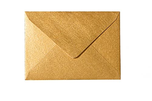 Bunte Mini Briefumschläge 52x71 mm als kleiner Umschlag für Grußkarten, Blumensträuße, Geldgeschenke zu Weihnachten oder als Adventskalender in der Farbe Gold 200 Stück von Paper24