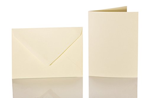 Karten mit Umschlag DIN B6 125x176 mm, 120g/m² stark, Faltkarte 120x170 mm, 240 g/m² (25 Stück in Zartcreme) für Grußkarten, Hochzeit, Geburtstag von Paper24