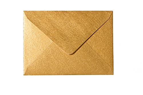 Mini Briefumschläge DIN C8 57x81 mm für Grußkarten, Blumensträuße, Geldgeschenke zu Weihnachten oder als Adventskalender 50 Umschläge Gold von Paper24