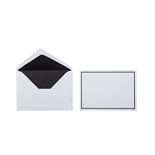 Paper24 100 Trauerbriefumschläge mit schwarzem Rand und Innenfutter im Format C6 (114 x 162 mm), Grammatur: 100 g/m², Farbe: Weiß von Paper24