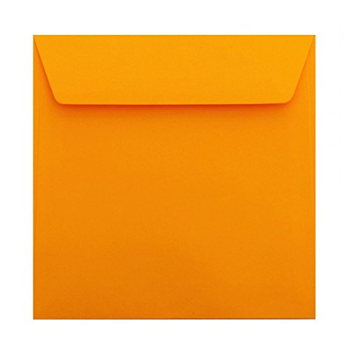 Paper24 25 Quadratische Briefumschläge - Leucht-Orange - 220 x 220 mm 22 x 22 cm - selbstklebend mit Abziehstreifen - 120 g/m² von Paper24