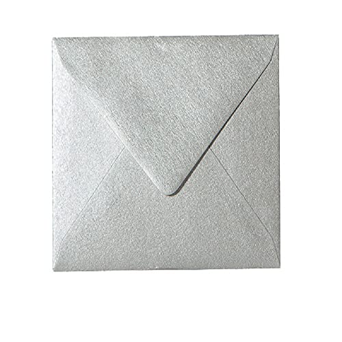 Paper24 Paper24 25 quadratische Briefumschläge, Kuverts in Silber (100g), Format: 125 x 125 mm (12,5 x 12,5 cm) mit Dreieckslasche von Paper24