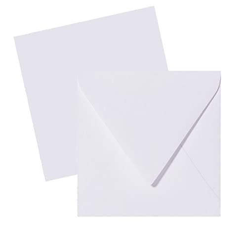 Paper24 50 Briefumschläge Quadratisch 150x150 mm, Umschläge 15x15 cm mit 120 g/m² und Dreieckslasche, feuchtklebend, Briefumschläge 15x15 Weiß von Paper24