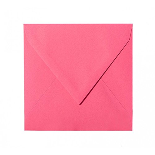 Paper24 50 Quadratische Briefumschläge - Pink - 120 g/m² - 140 x 140 mm 14 x 14 cm - Dreieckslasche feuchtklebend von Paper24