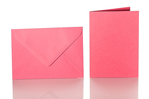 Paper24 Faltkarten Set mit Brief-Umschlägen je (25 Stück in der Farbe Pink) DIN C6 114x162 mm A6 150 x 100 mm von Paper24