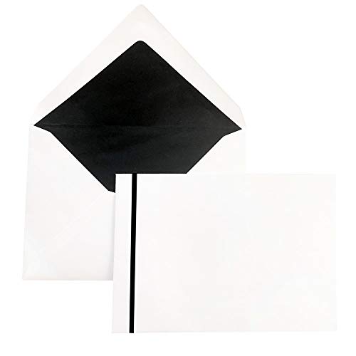 Paper24 Trauerbriefumschläge, Kuverts mit schwarzem Streifen und schwarzem Innenfutter im Format B6 (125 x 176 mm), Grammatur: 100 g/m², Farbe: Weiß, 25 Stück gefütterte Kondolenzhüllen von Paper24