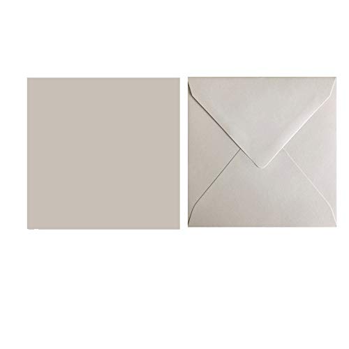Quadratische Briefumschläge 110 x 110 mm ohne Fenster, feuchtklebend, hohe Qualität 120 g/qm, Kuvert für Geburtstag, Hochzeit, Einladungen, Grußkarten 100 Umschläge Grau von Paper24