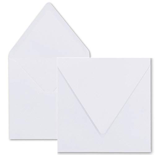 Quadratische Briefumschläge 110 x 110 mm ohne Fenster, feuchtklebend, hohe Qualität 120 g/qm, Kuvert für Geburtstag, Hochzeit, Einladungen, Grußkarten 100 Umschläge Weiß von Paper24