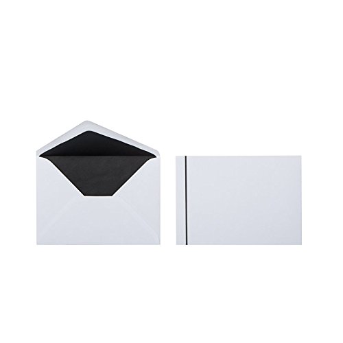 Paper24 100 Trauerbriefumschläge, Kuverts mit schwarzem Streifen und Innenfutter im Format B6 (125 x 176 mm), Farbe: Weiß von Paper24