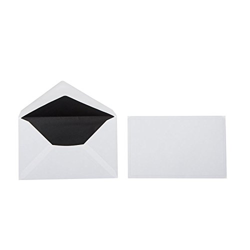 Trauerumschläge, Umschläge im Format 120 x 191 mm, mit feinem Rahmen, 100 Stück, Farbe: Weiß mit schwarzem Seidenfutter von Paper24