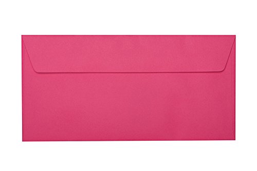 je 25 DIN lang Briefumschläge mit Haftstreifen (ohne Fenster) 11x22 cm Pink von Paper24