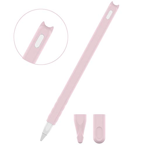 Silikon-Schutzhülle für Apple Pencil 2. Generation, Schutzhülle, Zubehör-Set für iPad Pro 11 12,9 Zoll (32,8 cm), niedliche Katze, weicher Griff, mit 2 Schutzkappen (Pink) von PaperMore