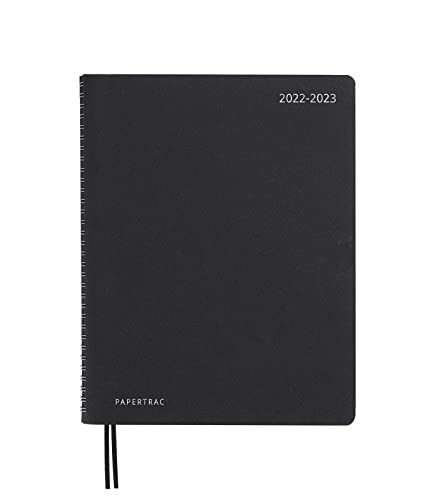 Terminplaner 2022 2023 – September bis August – Flex-o Black Leder – Wochenansicht, Größe B5-21 x 28 cm, Sprache: Spanisch-Englisch, inklusive Registerband Papertrac von PaperTrac