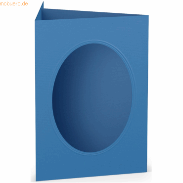25 x Paperado Passepartoutkarte B6 oval Stahlblau von Paperado