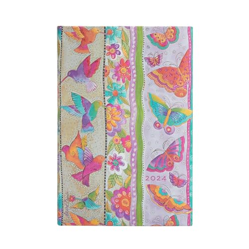 Paperblanks 12-Monatskalender 2024 Kolibri und Schmetterlinge | Horizontal | Mini (100 × 140 mm) von Paperblanks