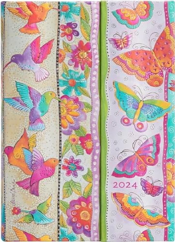 Paperblanks 12-Monatskalender 2024 Kolibri und Schmetterlinge | Tagesüberblick | Midi (130 × 180 mm) von Paperblanks