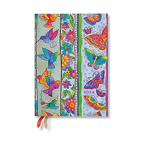 Paperblanks 12-Monatskalender 2024 Kolibri und Schmetterlinge | Tagesüberblick | Midi (130 × 180 mm) von Paperblanks