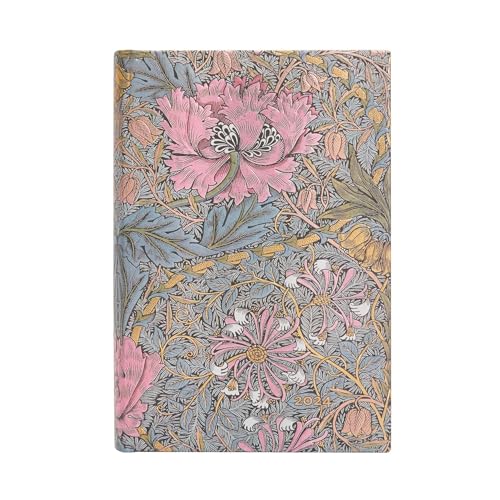 Paperblanks 12-Monatskalender 2024 Morris Heckenkirsche in Pink | Tagesüberblick | Mini (95 × 140 mm) von Paperblanks