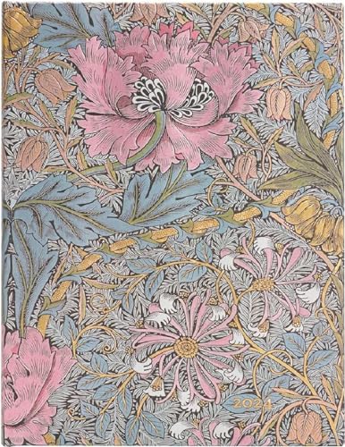 Paperblanks 12-Monatskalender 2024 Morris Heckenkirsche in Pink | Verso | Ultra (180 × 230 mm) von Paperblanks