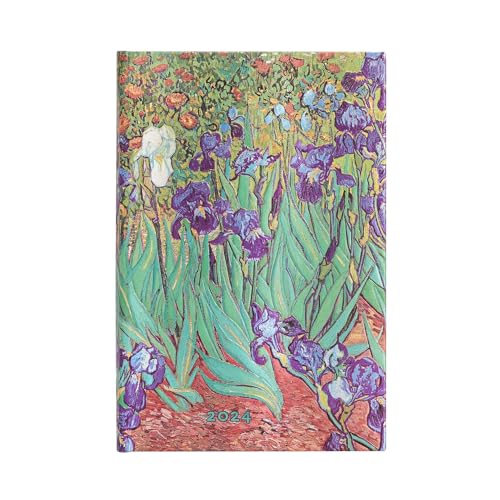 Paperblanks 12-Monatskalender 2024 Van Goghs Schwertlilien | Horizontal | Mini (95 × 140 mm) von Paperblanks