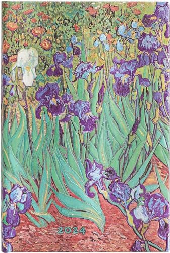 Paperblanks 12-Monatskalender 2024 Van Goghs Schwertlilien | Vertikal | Mini (95 × 140 mm) von Paperblanks