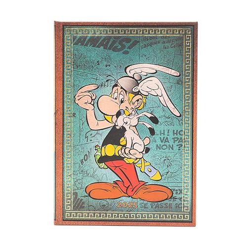 Paperblanks 12-Monatskalender 2025, Asterix der Gallier, Midi, Horizontal, Elastikband-Verschluss von Paperblanks