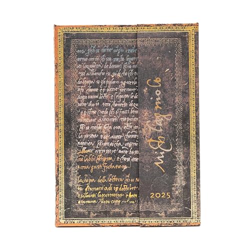 Paperblanks 12-Monatskalender 2025, Michelangelo, Handschrift, Midi, Horizontal, mit Klappumschlag von Paperblanks