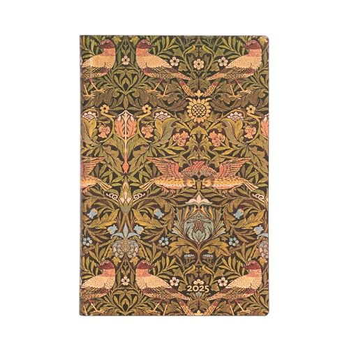 Paperblanks 12-Monatskalender Softcover Flexi 2025, Morris Vögel, Mini, Horizontal, Elastikband-Verschluss von Paperblanks