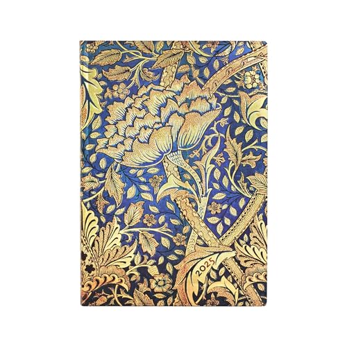 Paperblanks 12-Monatskalender Softcover Flexi 2025, Morris Windstoß, Midi, Horizontal, Elastikband-Verschluss von Paperblanks