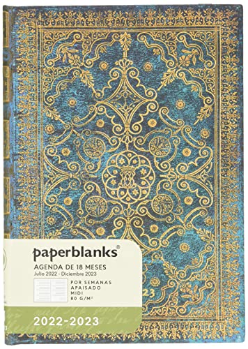 Paperblanks Terminplaner für 18 Monate 2022-2023 Azur | Querformat | Midi (130 x 180 mm) von Paperblanks