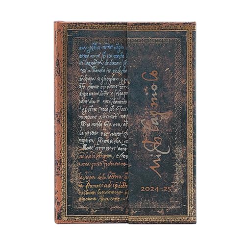 Paperblanks 18-Monatskalender 2025, Michelangelo, Handschrift, Mini, Horizontal,Klappumschlag von Paperblanks