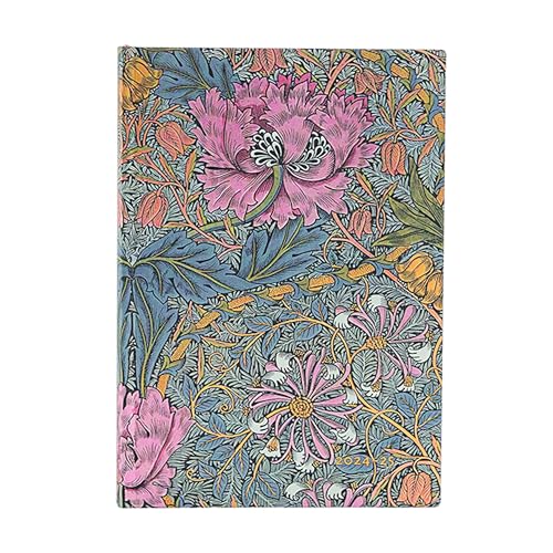 Paperblanks 18-Monatskalender Flexi 2025, Morris Heckenkirsche in Pink, Midi, Horizontal, Elastikband-Verschluss von Paperblanks
