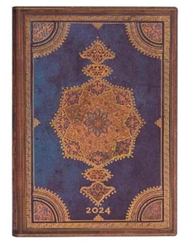 Paperblanks Flexi 12-Monatskalender 2024 Safawidisch Indigo, Day-at-a-Time - Midi (175 x 125), Italienisch von VARZI