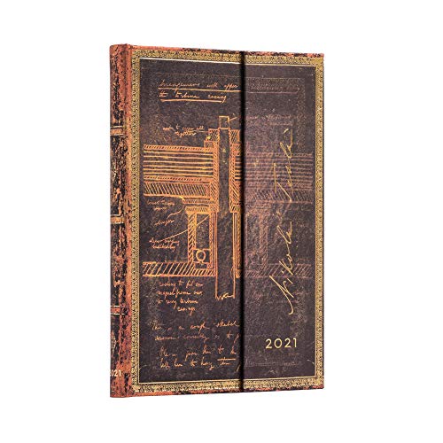 Paperblanks Kalender 12 Monate 2021 Tesla, Turbine, horizontal, Midi (130 × 180 mm) von Paperblanks