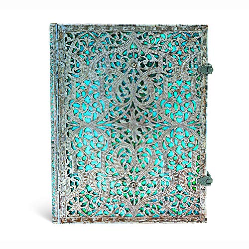 Paperblanks Notizbuch mit Lesebändchen & Innentasche | Maya Blau | Ultra (230 x 180 mm) | 240 Seiten | Liniert: Lined Ultra (Silver Filigree Collection) von Paperblanks