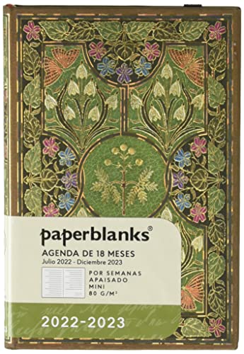 Paperblanks Terminplaner mit 18 Monaten 2022-2023, Poesie in Blume, Landschaft, Mini (95 × 140 mm), grün, DS8955-1 von Paperblanks