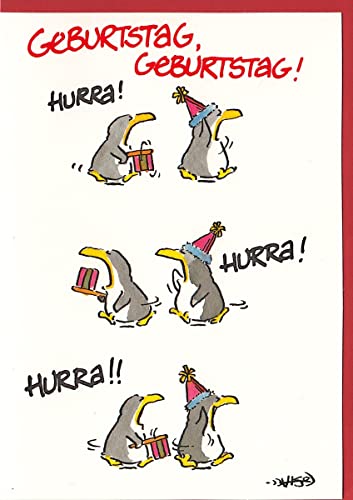 Geburtstagkarte Hurra Hurra Witzige Pinguine von Paperclip