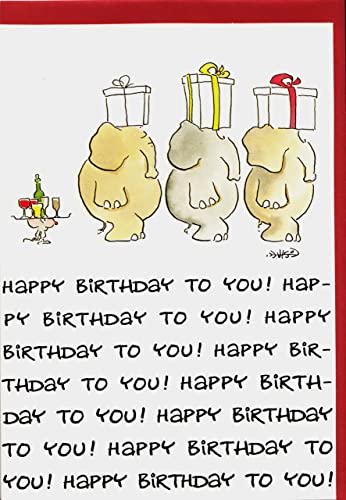 Geburtstagskarte Happy Birthday Elefanten Geschenkkarawane von Paperclip