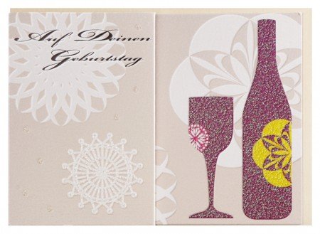 Paperclip Geburtstagskarte Auf deinen Geburtstag Weinflasche mit Glimmer A6 von Paperclip