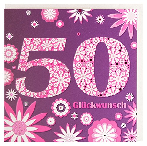 Paperclip Geburtstagskarte zum 50. Geburtstag lila pink von Paperclip