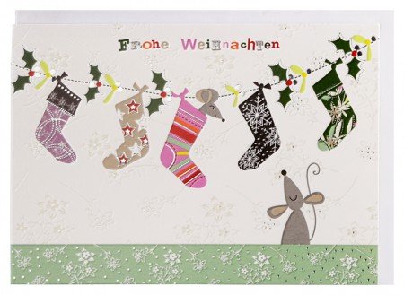 Paperclip Weihnachtskarte Weihnachts-Socken und Mäuse A6 von Paperclip